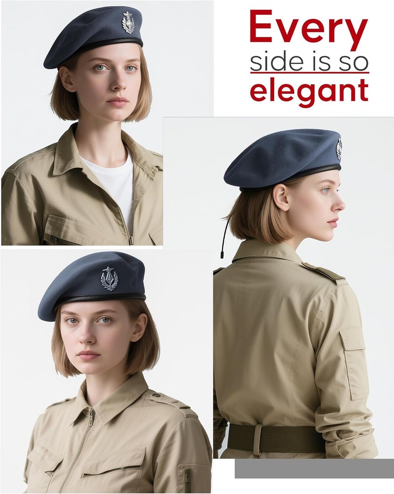 CKYPTFK Beret Hats for Women & Beret Hat Men - US Army Style 100% Wool Military Beret, Vintage British Officer Look. - Image 4